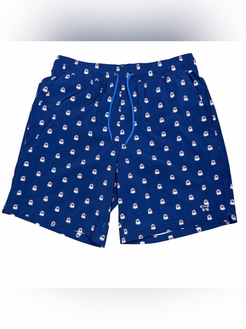 Simply Southern Navy Blue Penguin-Print Swim Trunks